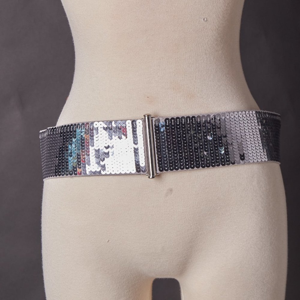 Vintage 1980s Silver Stretchy Belt